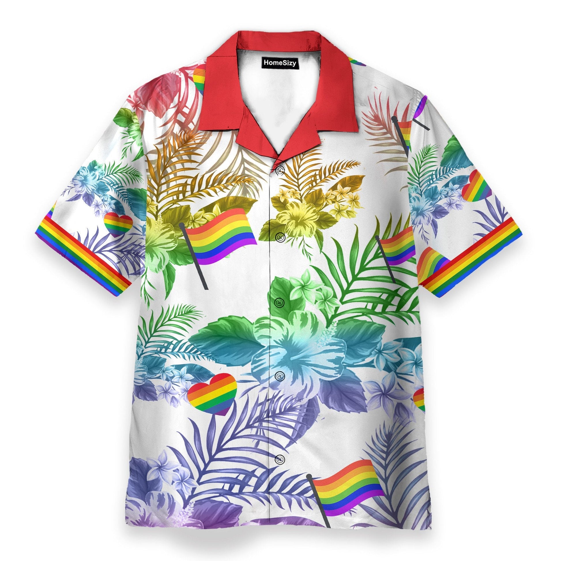 LGBT Flag Tropical Leaves Pattern - Hawaiian Shirt