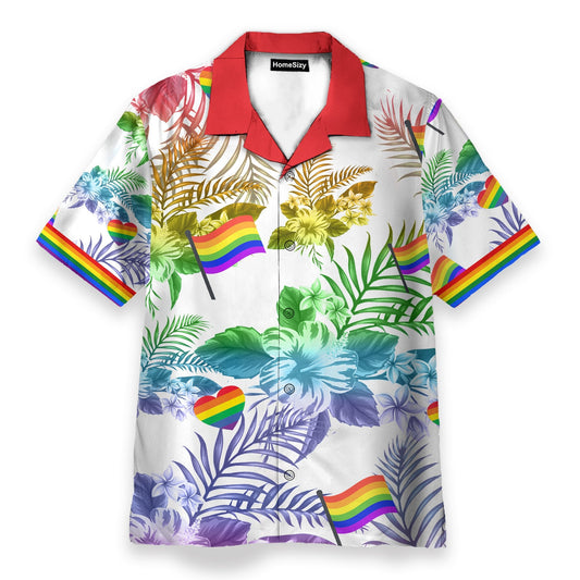 LGBT Flag Tropical Leaves Pattern - Hawaiian Shirt