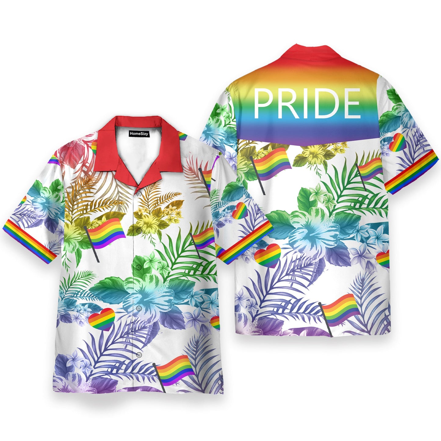 LGBT Flag Tropical Leaves Pattern - Hawaiian Shirt
