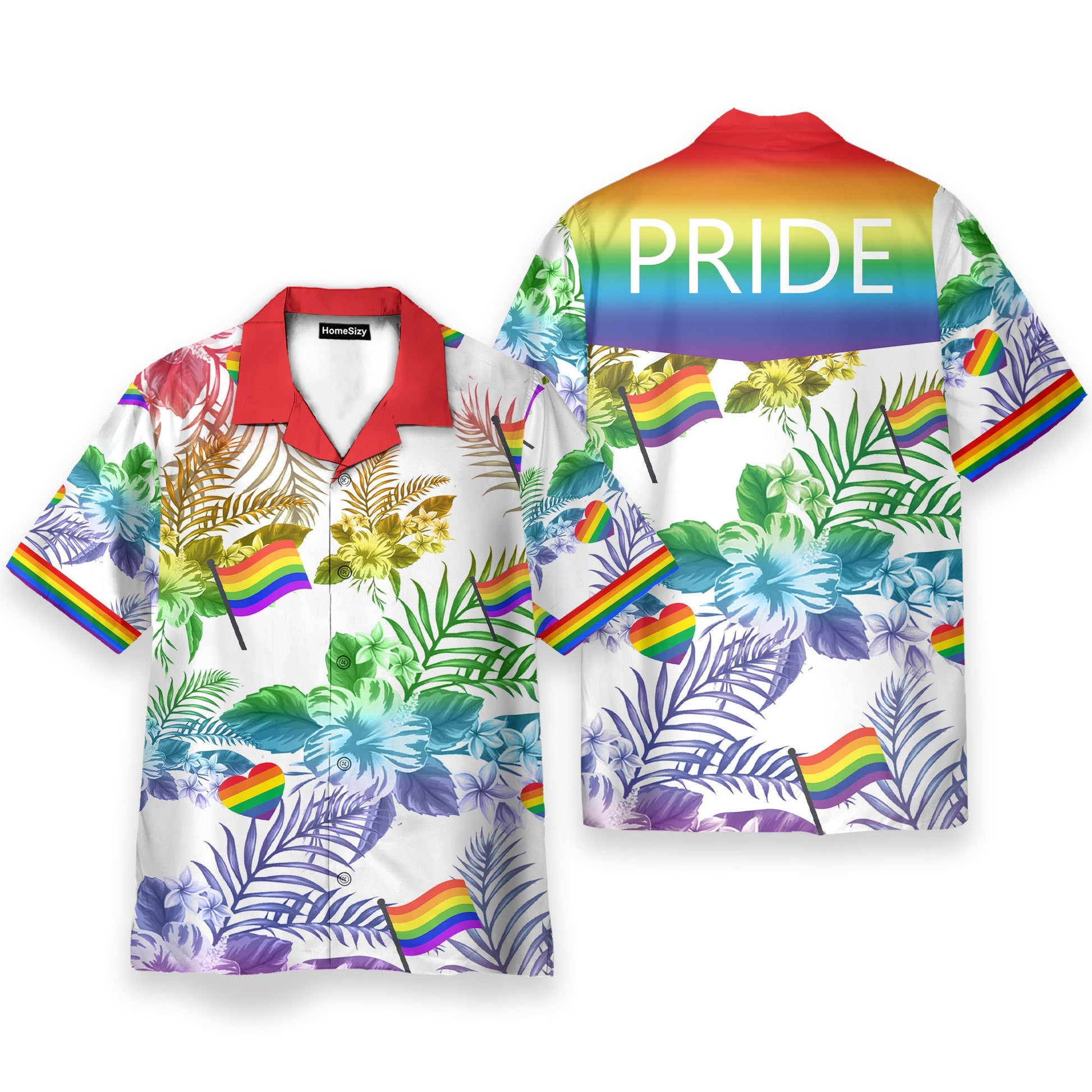 LGBT Flag Tropical Leaves Pattern - Hawaiian Shirt