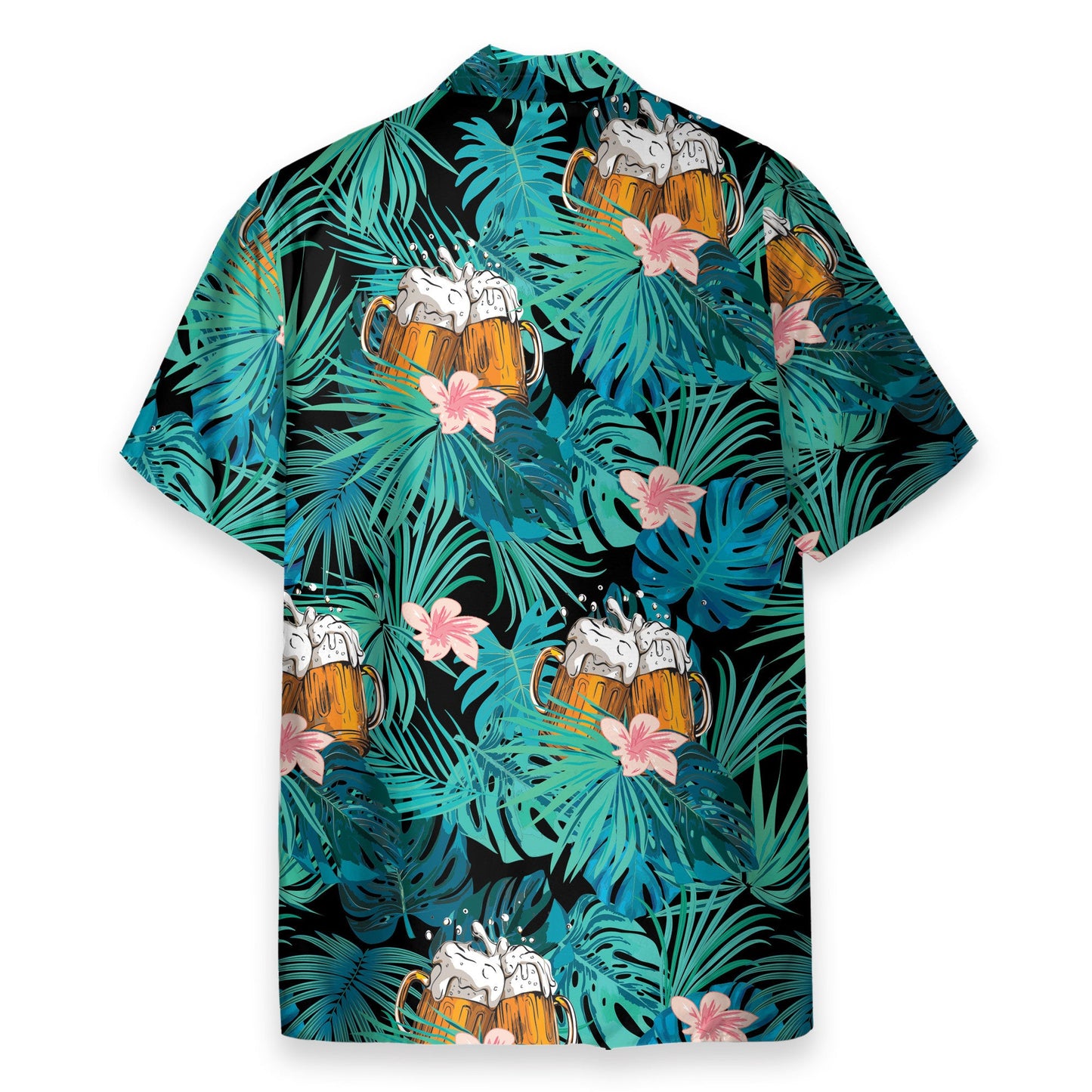Beer In Tropical Green Leaves - Hawaiian Shirt