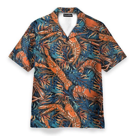 Shrimp Tropical Leaves Pattern - Hawaiian Shirt & Beach Shorts