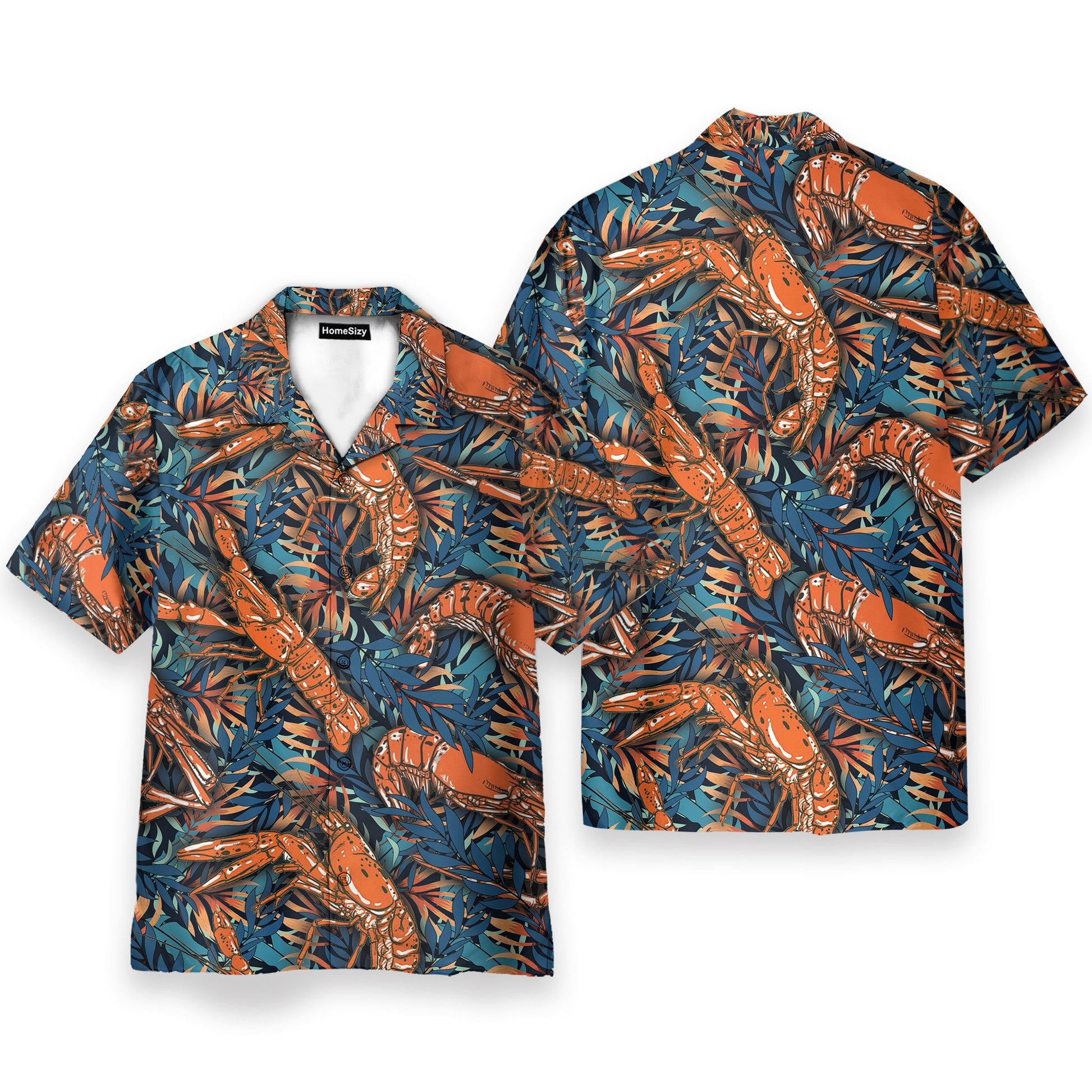 Shrimp Tropical Leaves Pattern - Hawaiian Shirt & Beach Shorts