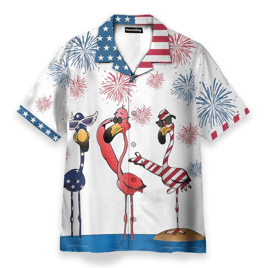 4th July America Independence Day Flamingo - Hawaiian Shirt