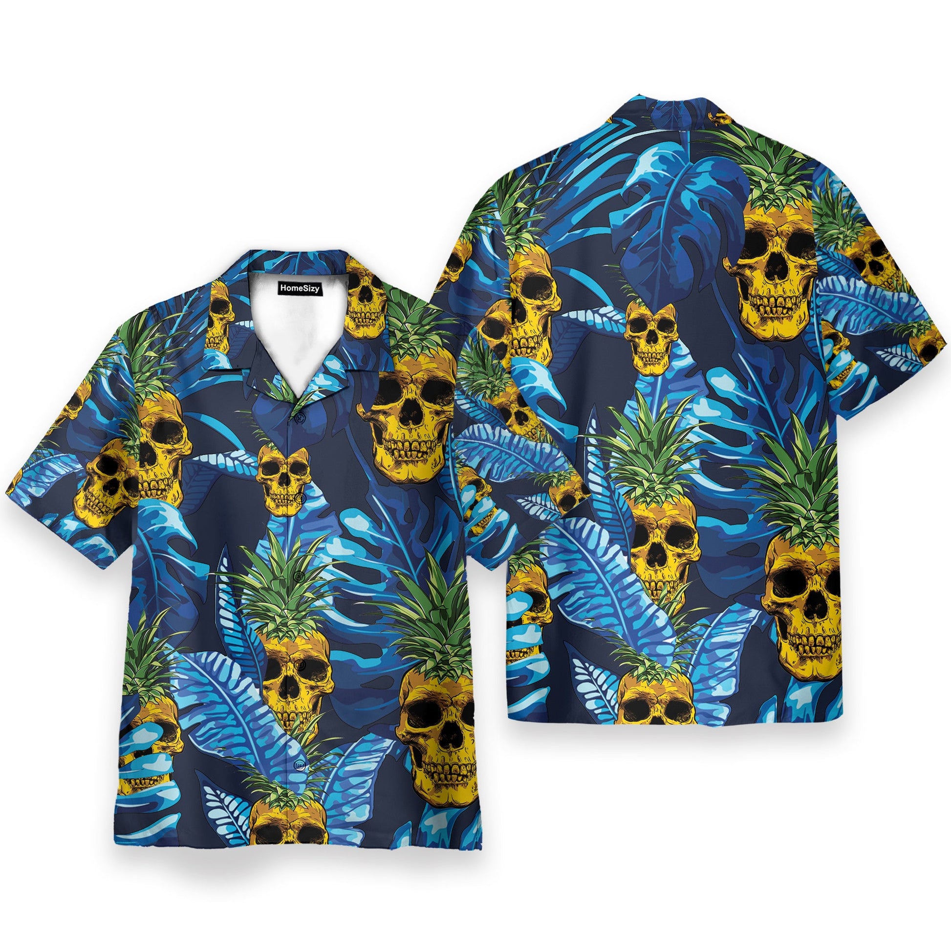 Pineapple Skull Tropical Pattern - Hawaiian Shirt & Beach Shorts
