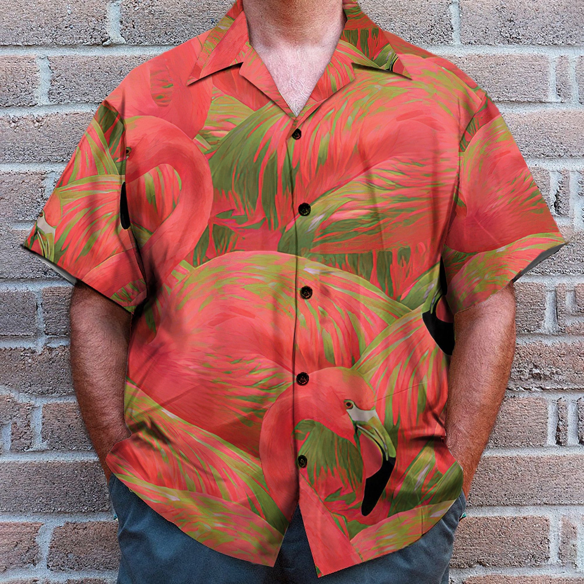 Colorful Flamingo Button's Up Shirts - Hawaiian Shirt