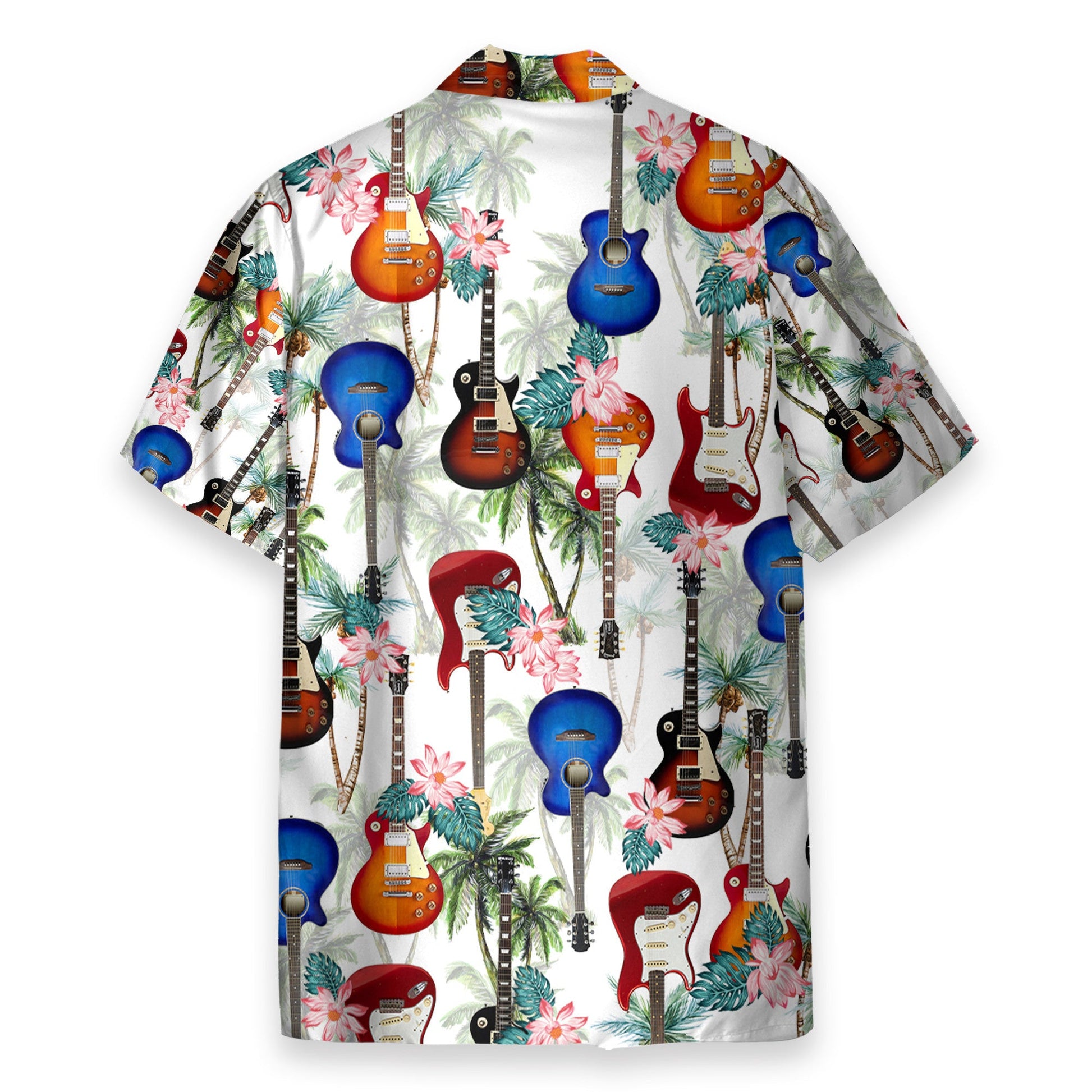 Guitar Tropical Flowers Pattern - Hawaiian Shirt