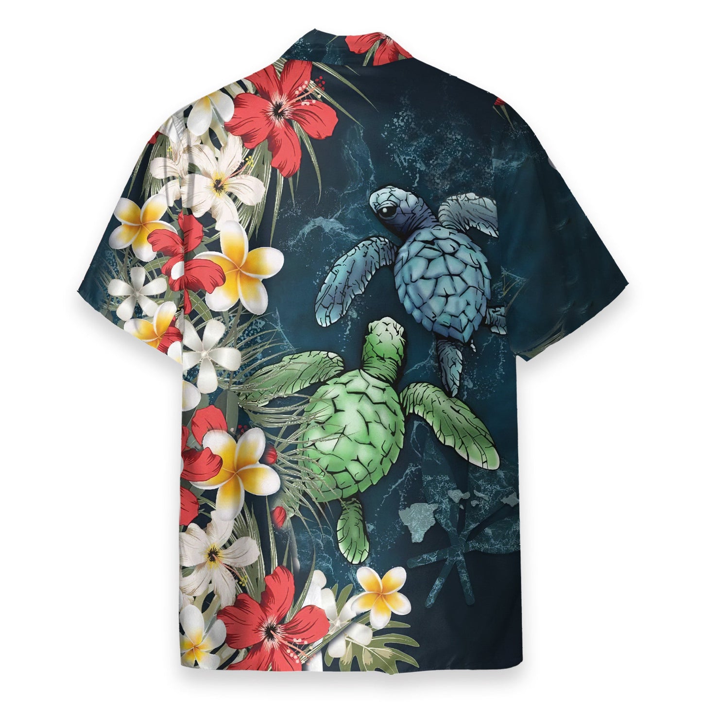 Sea Turtle Tropical Hibiscus And Plumeria - Hawaiian Shirt