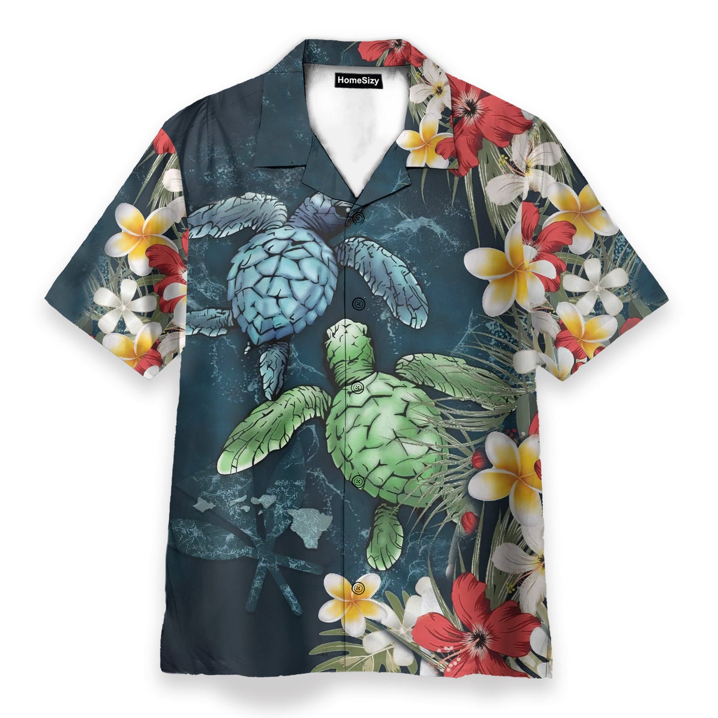 Sea Turtle Tropical Hibiscus And Plumeria - Hawaiian Shirt