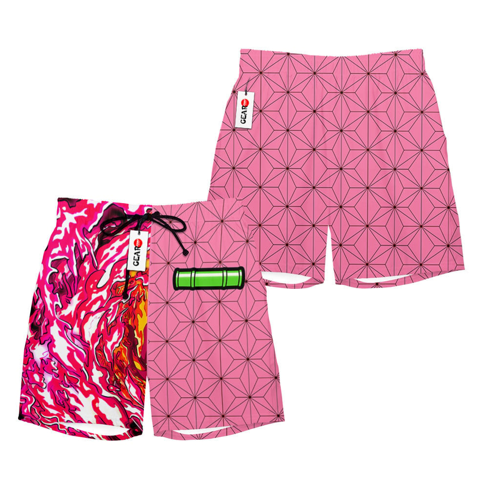Nezuko Blood Demon Art Beach Shorts