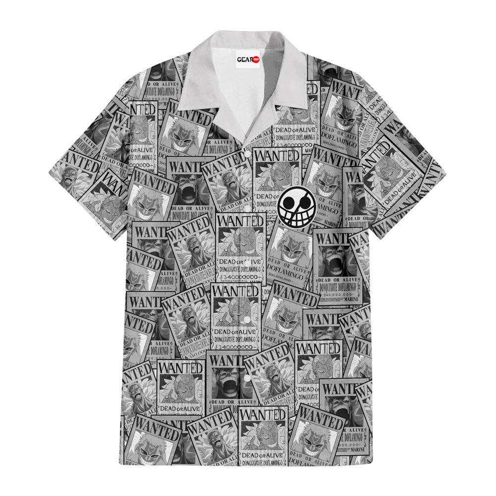 Donquixote Doflamingo Wanted Hawaiian Shirt Manga Style