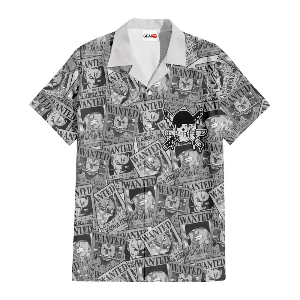 Roronoa Zoro Wanted Hawaiian Shirt Manga Style