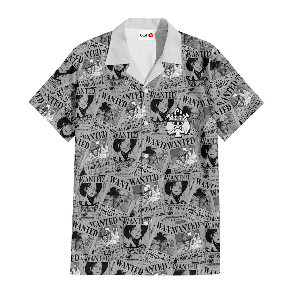 Portgas D. Ace Wanted Hawaiian Shirt Manga Style