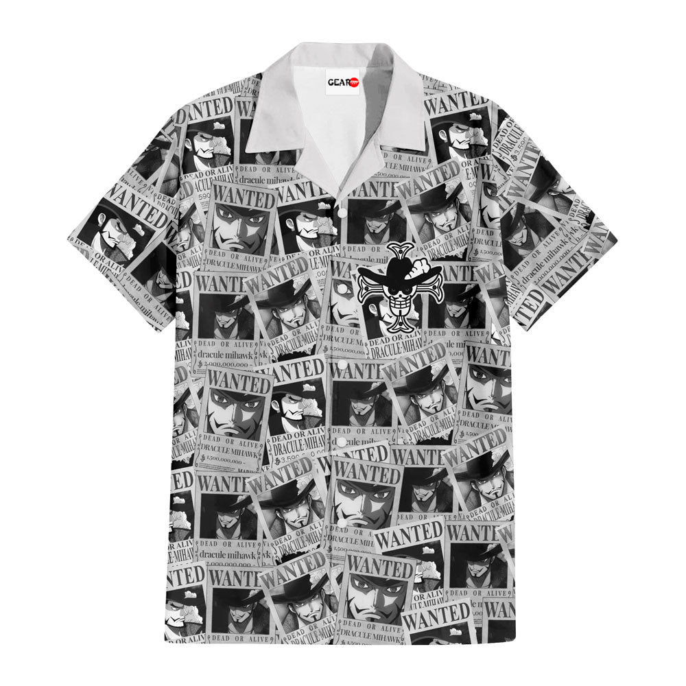 Dracule Mihawk Wanted Hawaiian Shirt Manga Style