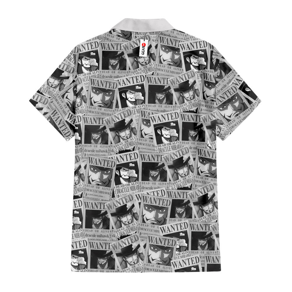 Dracule Mihawk Wanted Hawaiian Shirt Manga Style