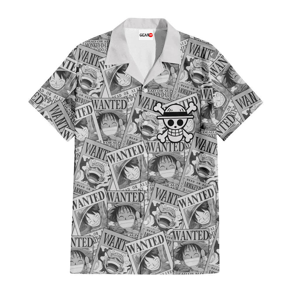 Luffy Wanted Hawaiian Shirt Manga Style