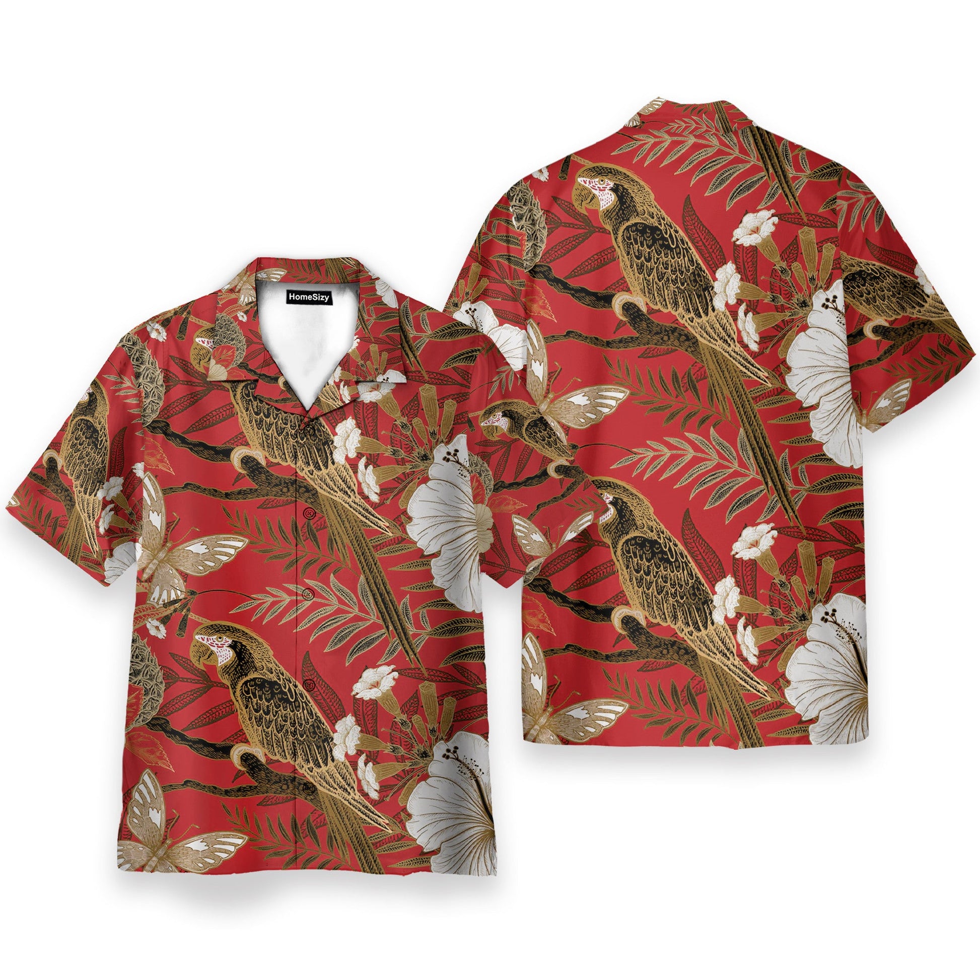 Parrot and Flower Tropical Pattern Japanese Style - Hawaiian Shirt & Beach Shorts