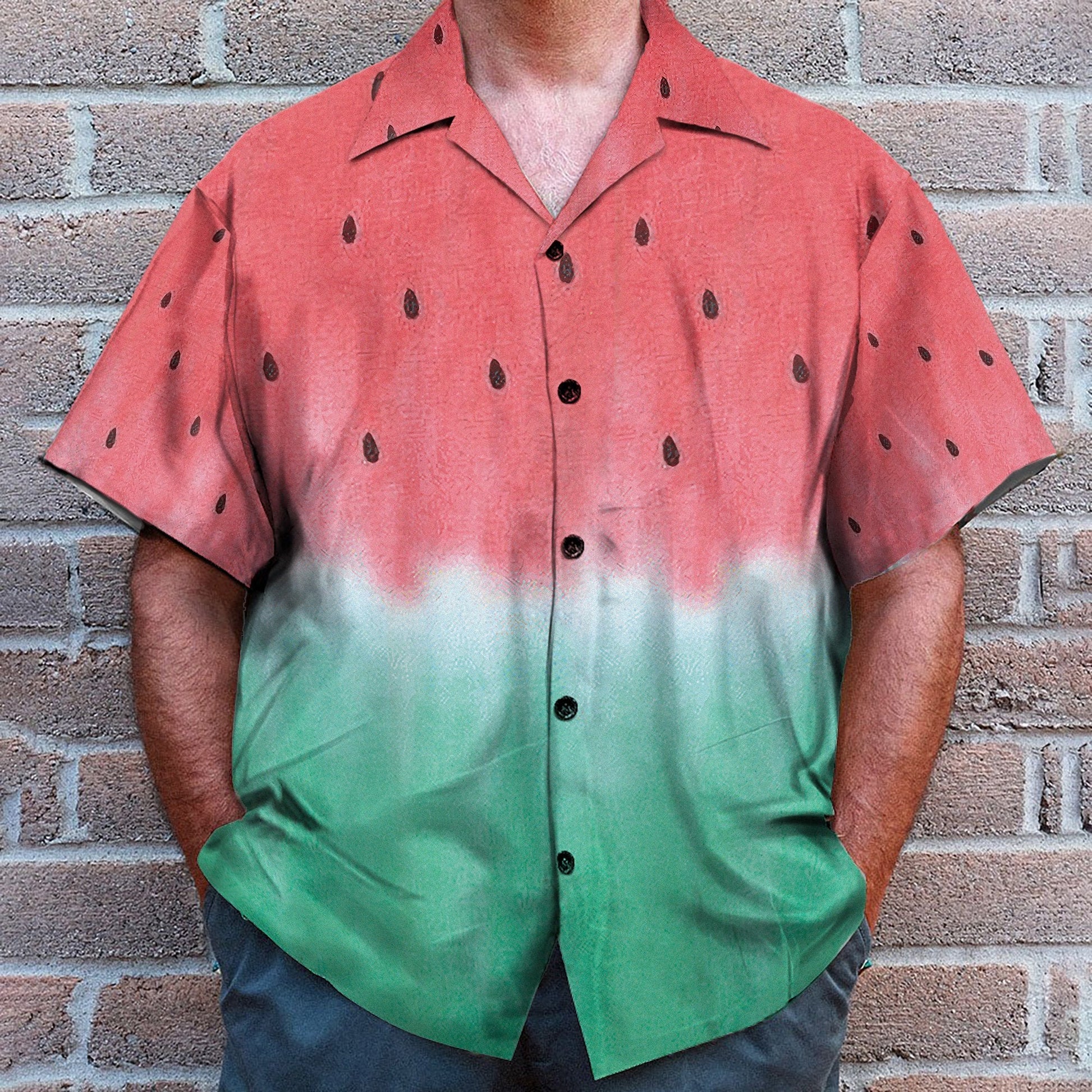 Watermelon Funny Button's Up Shirts - Hawaiian Shirt & Beach Shorts