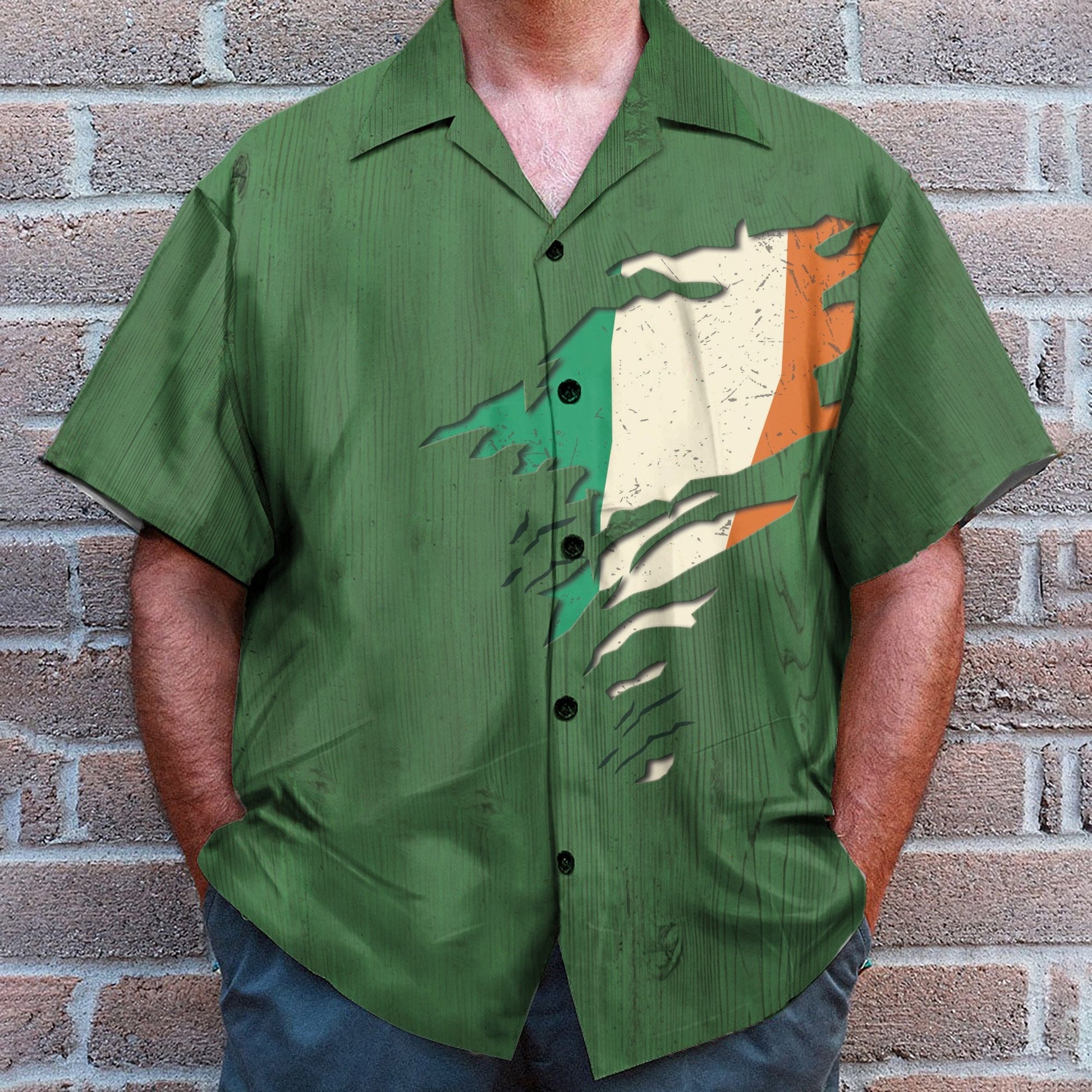Irish St Patrick's Day Men's Button's Up Shirts - Hawaiian Shirt & Beach Shorts