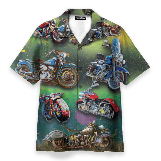 Motorcycle Vintage Men's Button's Up Shirts - Hawaiian Shirt