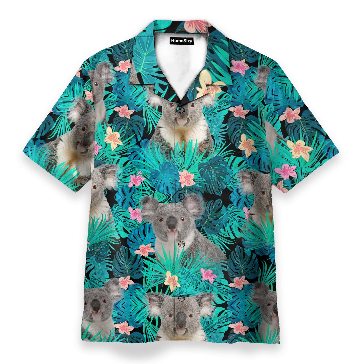 Koala In Tropical Green Leaves - Hawaiian Shirt