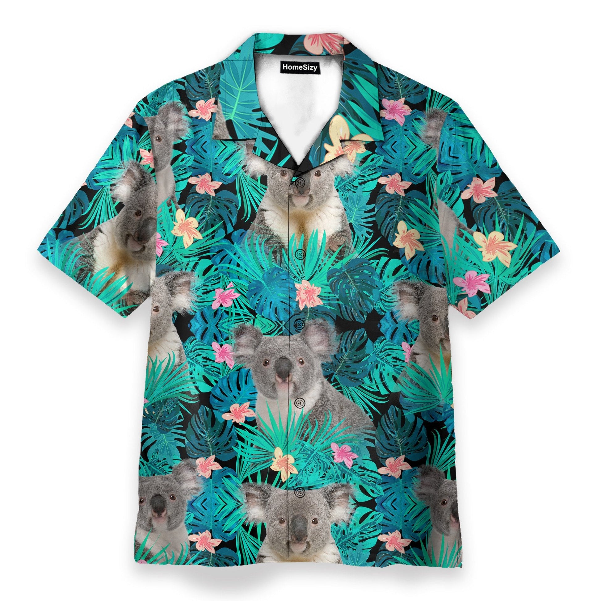 Koala In Tropical Green Leaves - Hawaiian Shirt