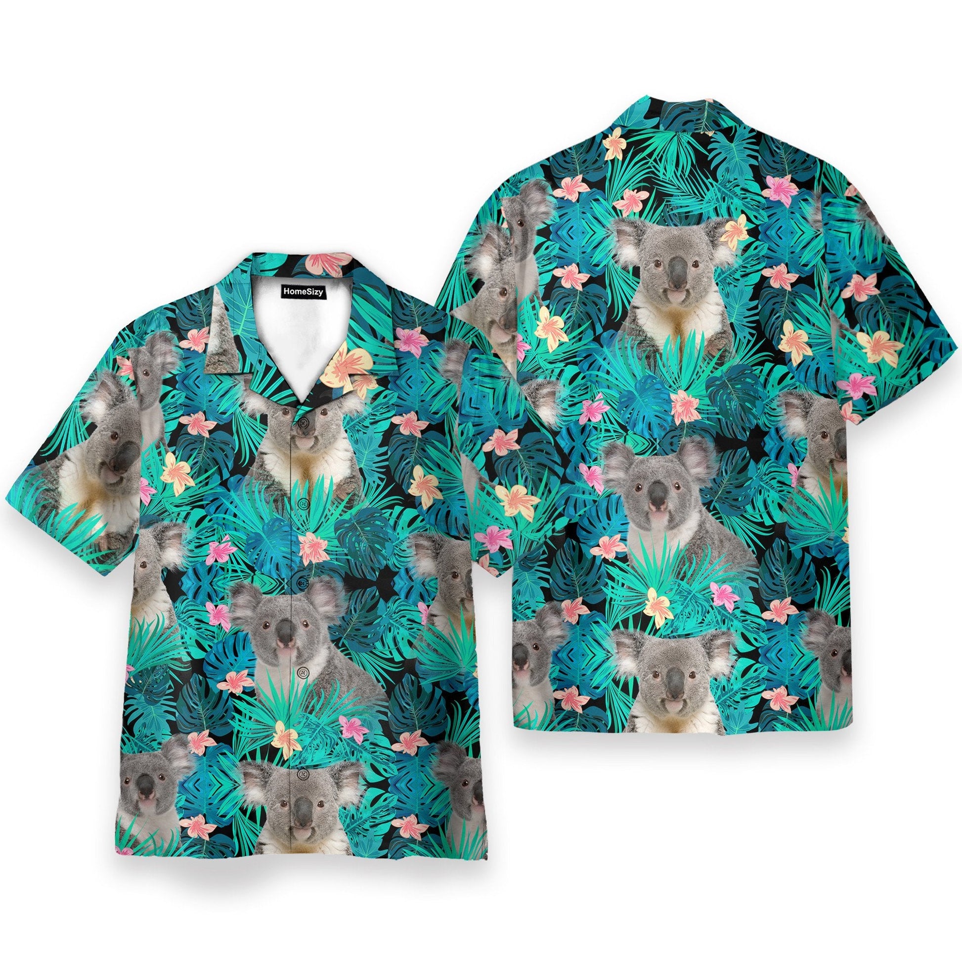 Koala In Tropical Green Leaves - Hawaiian Shirt