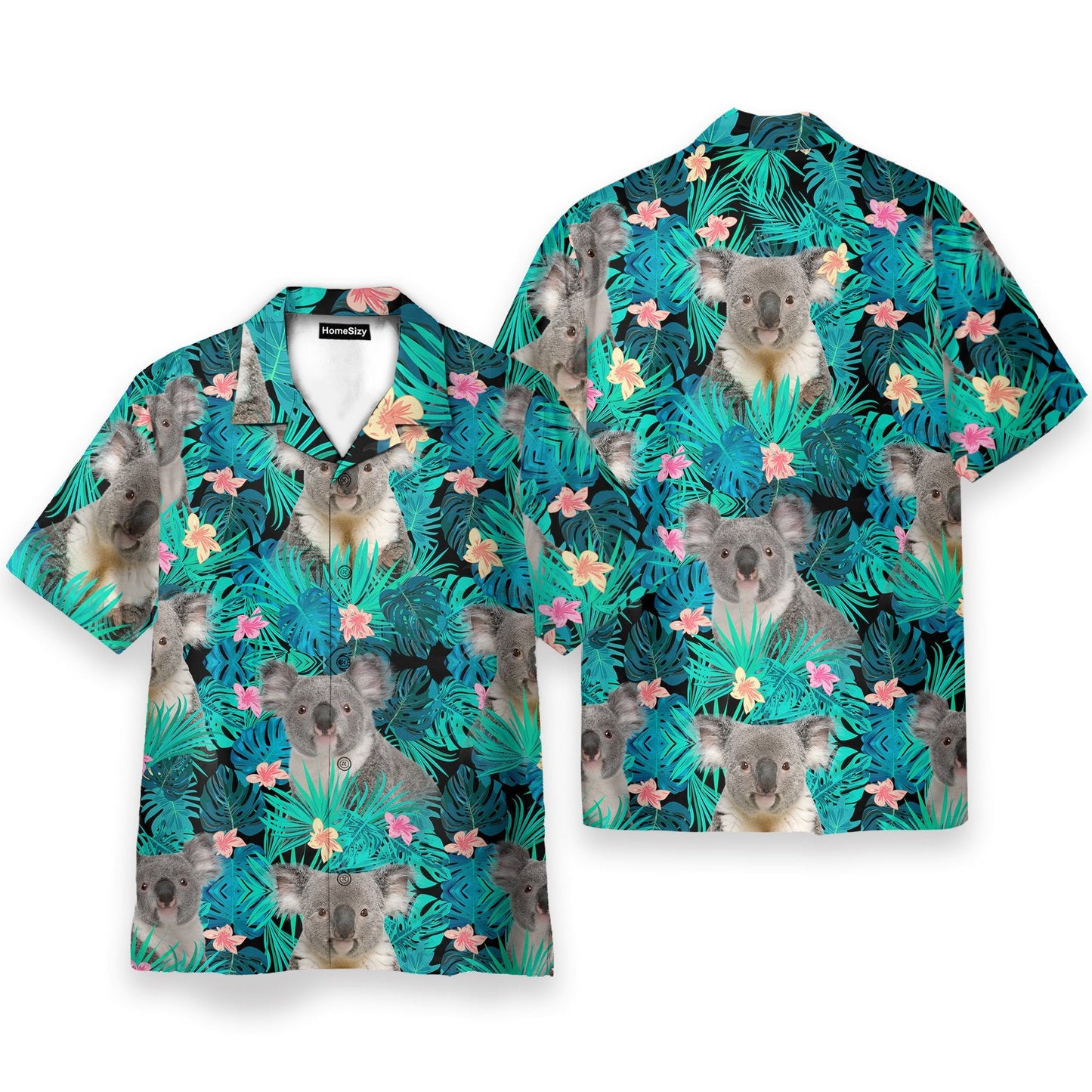 Koala In Tropical Green Leaves - Hawaiian Shirt