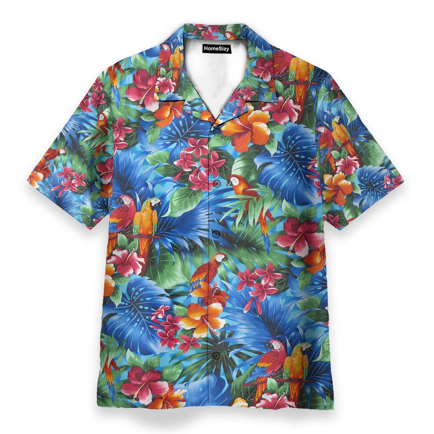Parrot In Tropical Green Leaves - Hawaiian Shirt & Beach Shorts