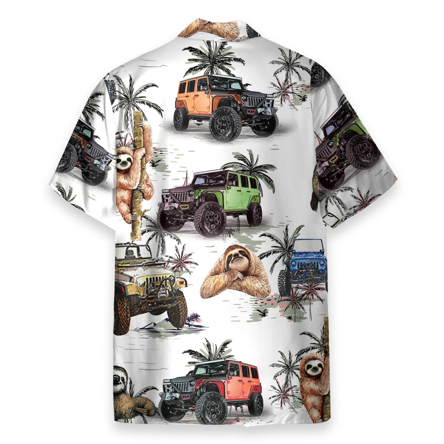 Jeep Car And Sloth Ocean - Hawaiian Shirt