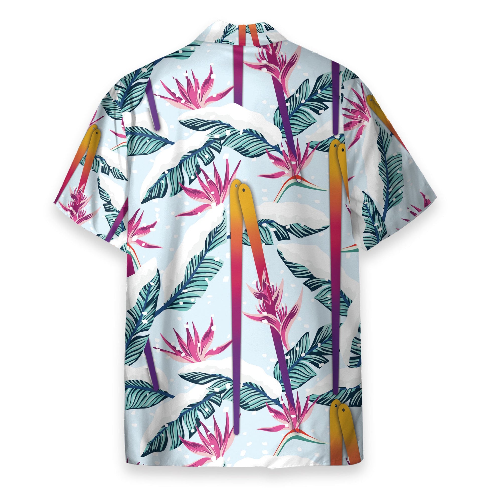 Skiing Palm Tropical Leaves Pattern - Hawaiian Shirt