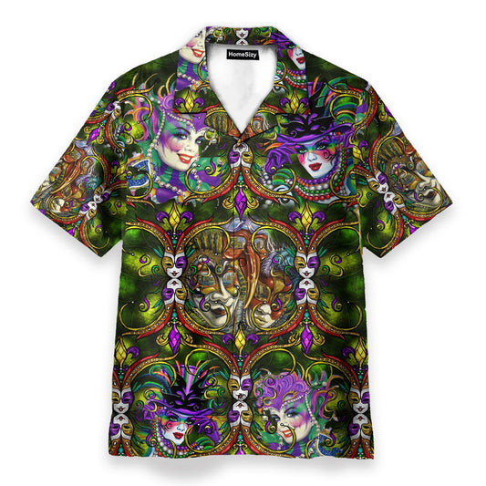 Happy Mardi Gras Men's Button's Up Shirts - Hawaiian Shirt