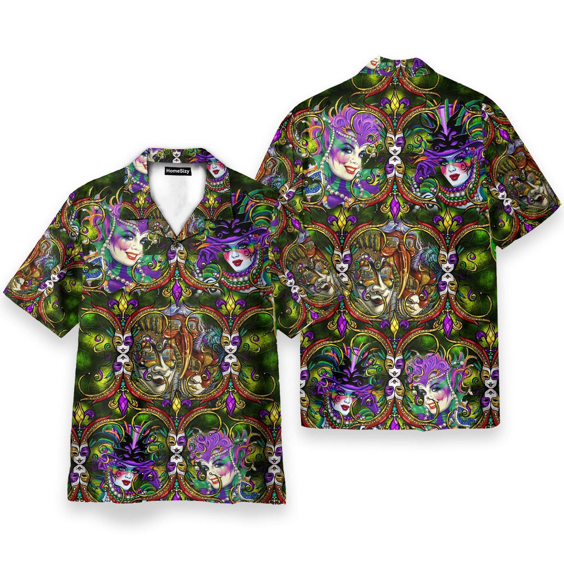 Happy Mardi Gras Men's Button's Up Shirts - Hawaiian Shirt