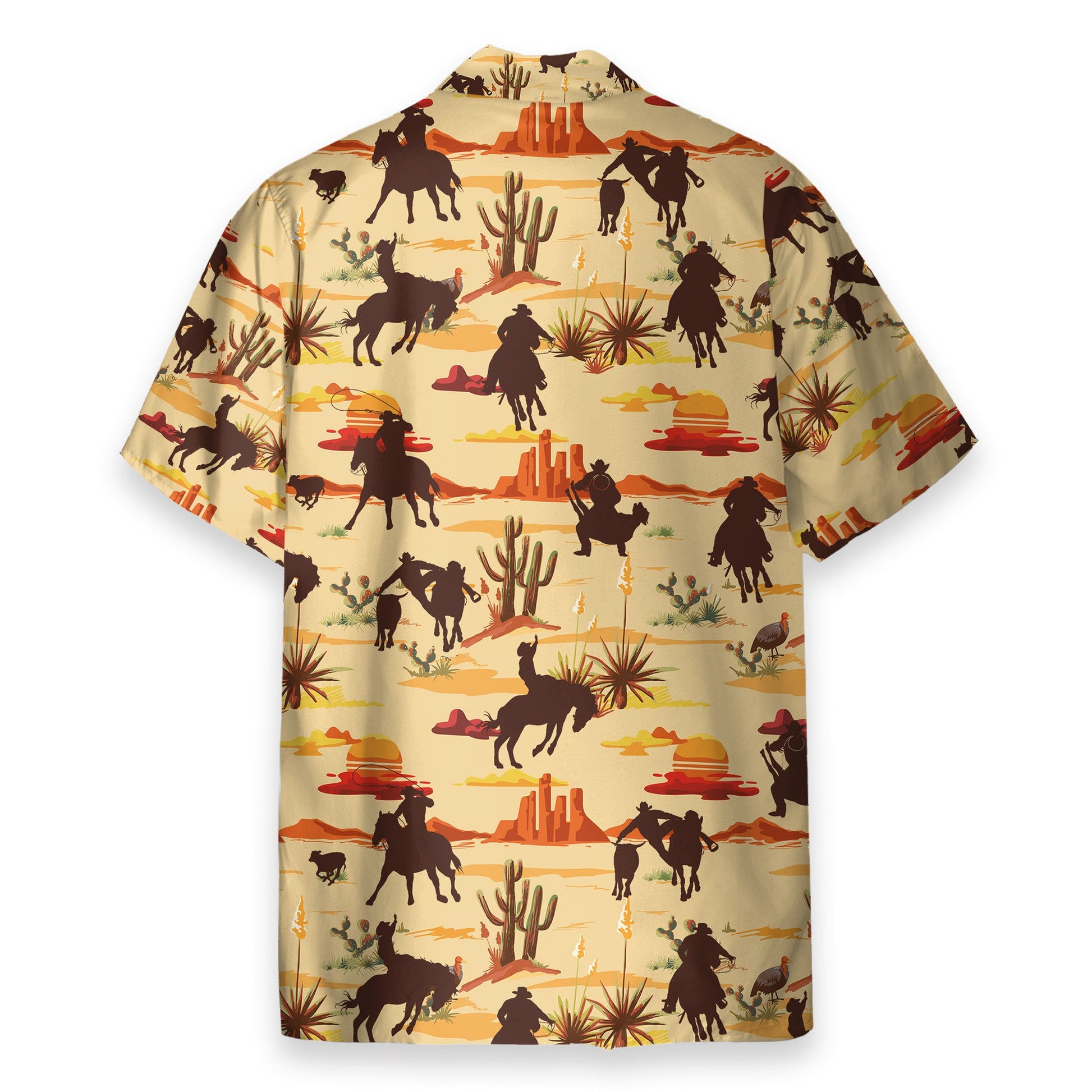 Vintage Texas Desert Cowboy Horse Racing - Hawaiian Shirt & Beach Shorts