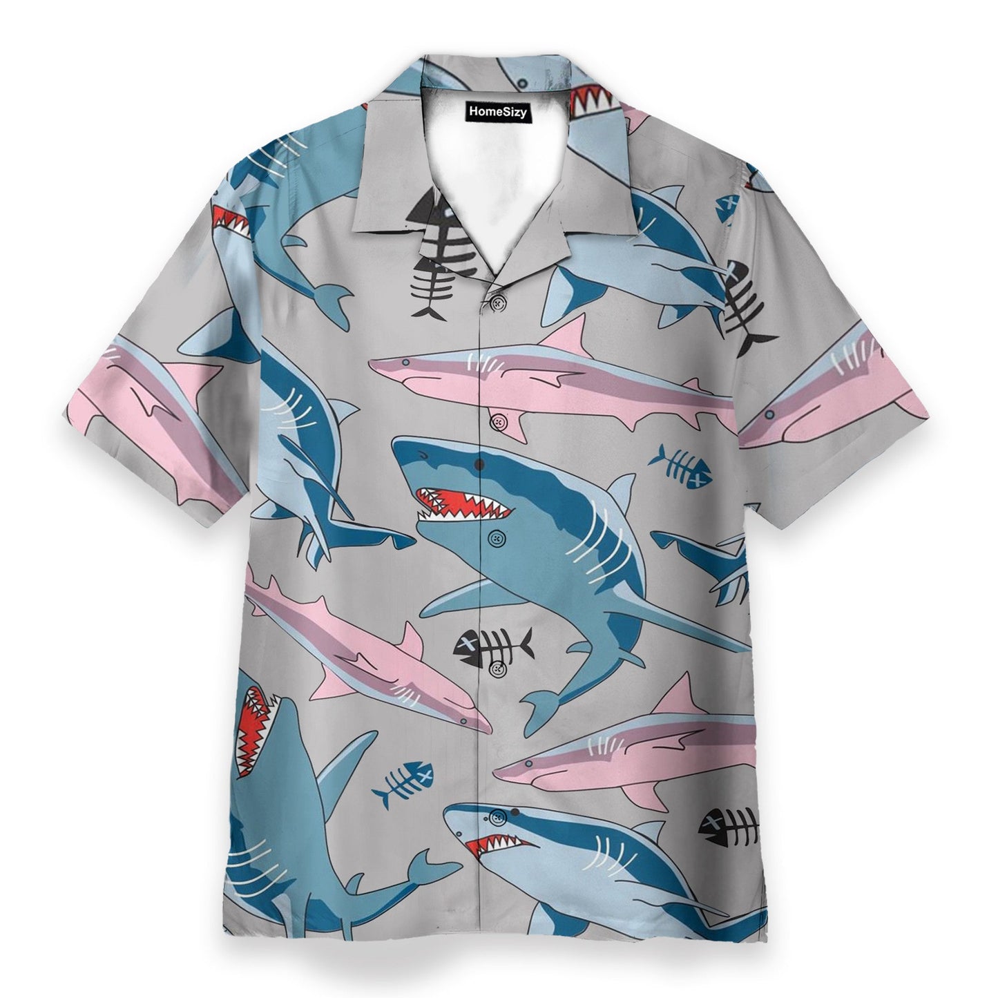 Blue And Pink Shark In The Ocean - Hawaiian Shirt & Beach Shorts