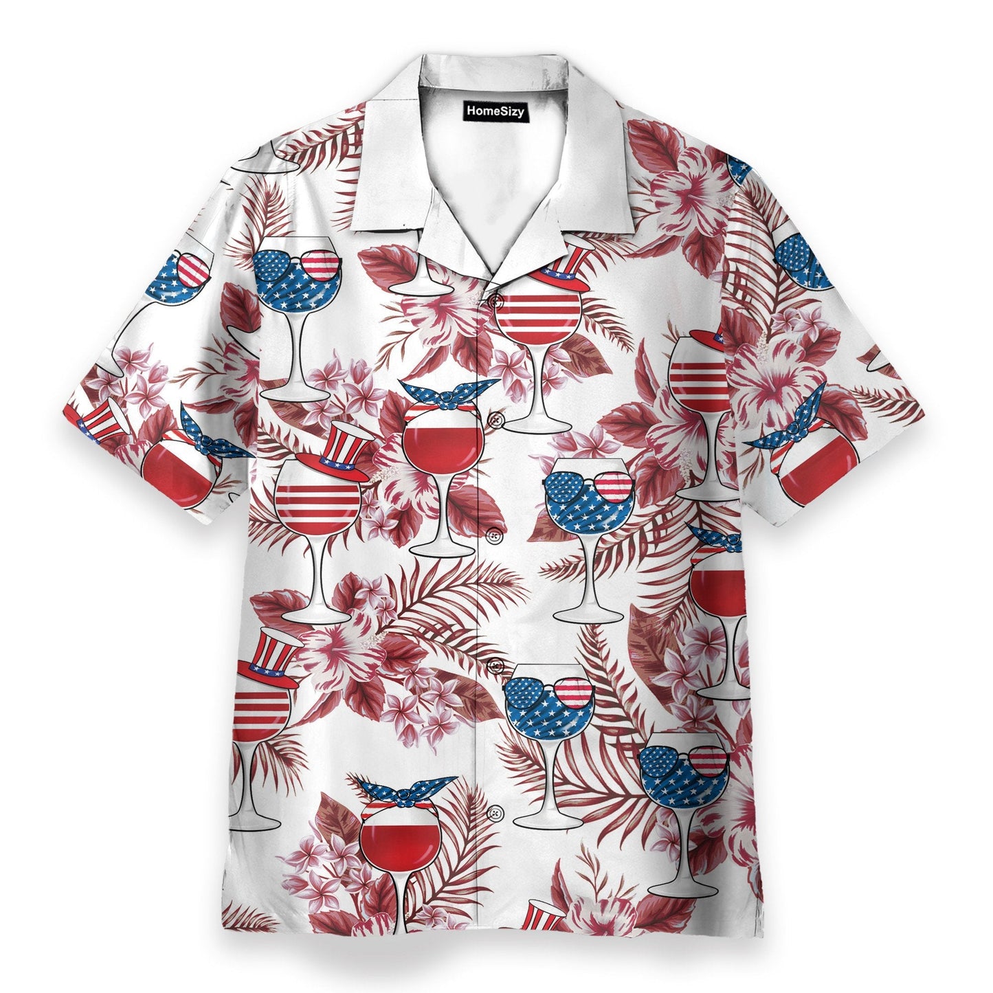 American Red Wine Men's Button's Up Shirts - Hawaiian Shirt