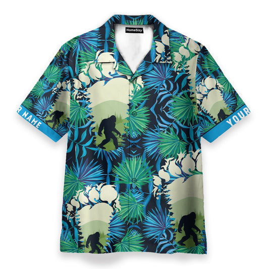 Bigfoot Footprint Men's Button's Up Shirts - Hawaiian Shirt & Beach Shorts