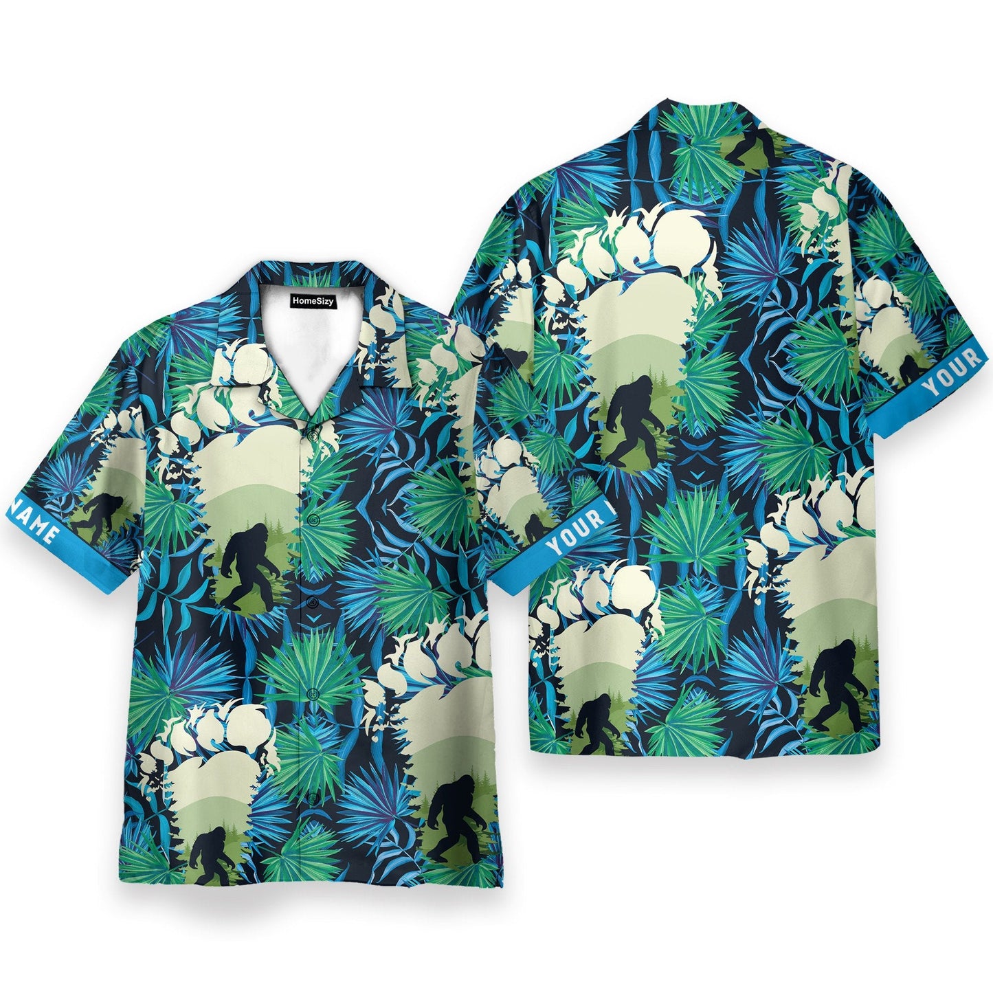 Bigfoot Footprint Men's Button's Up Shirts - Hawaiian Shirt & Beach Shorts