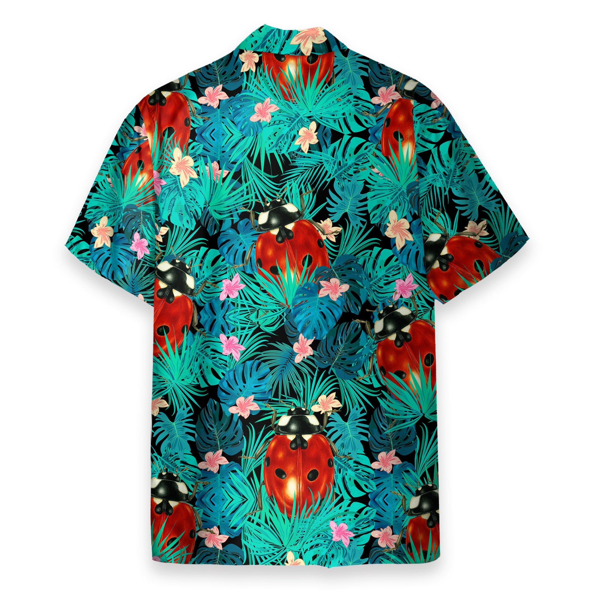 Ladybug In Tropical Green Leaves - Hawaiian Shirt