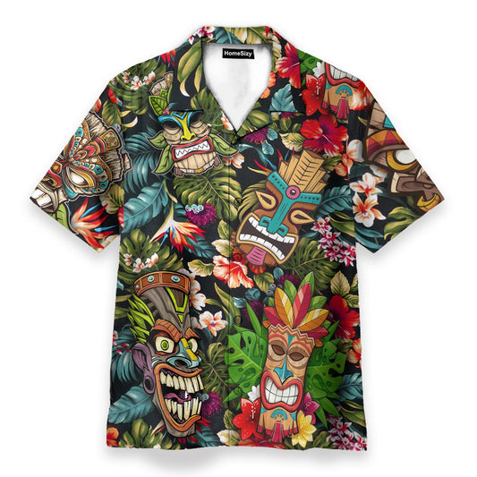Summer Aloha Colorful Tiki Tiki - Hawaiian Shirt & Beach Shorts
