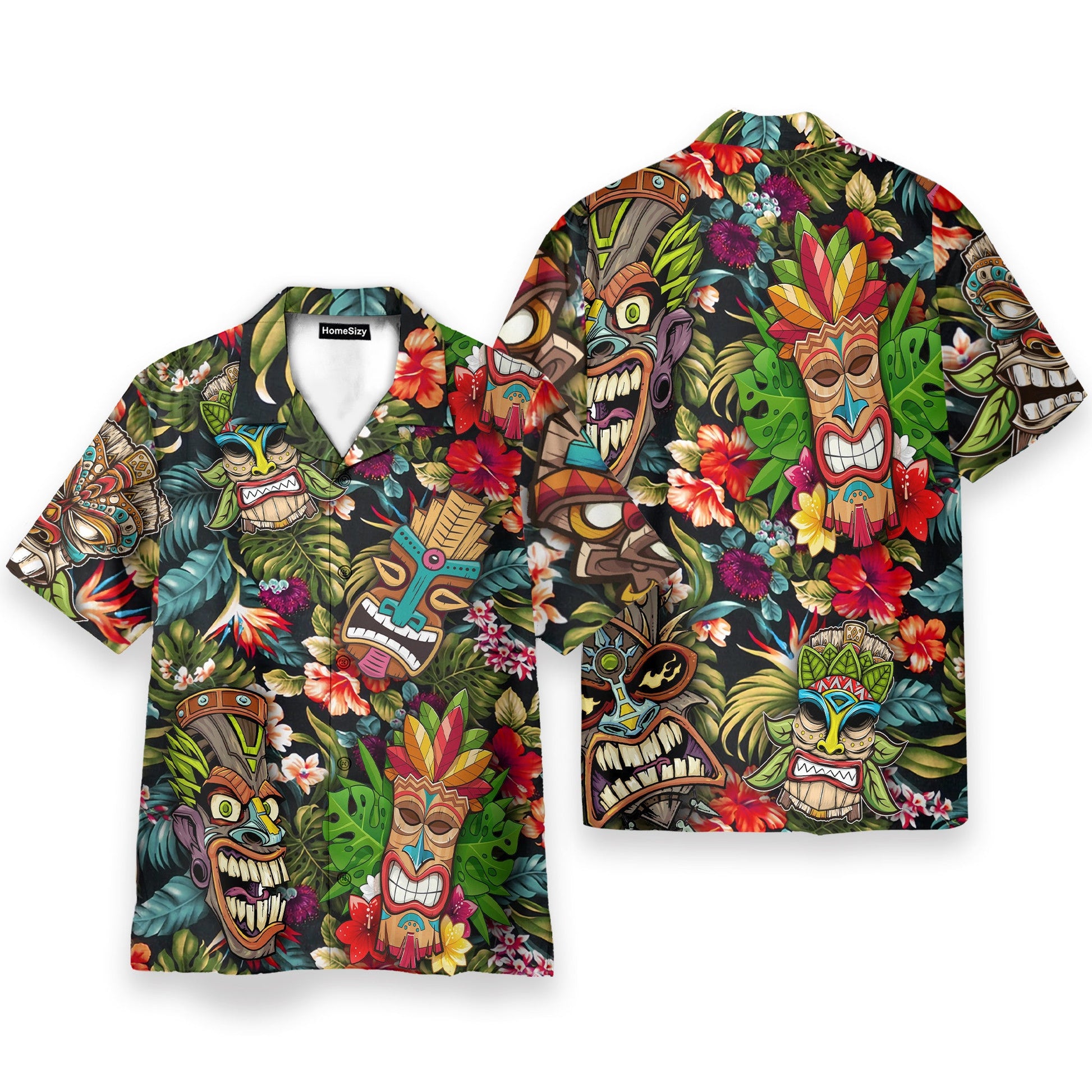 Summer Aloha Colorful Tiki Tiki - Hawaiian Shirt & Beach Shorts