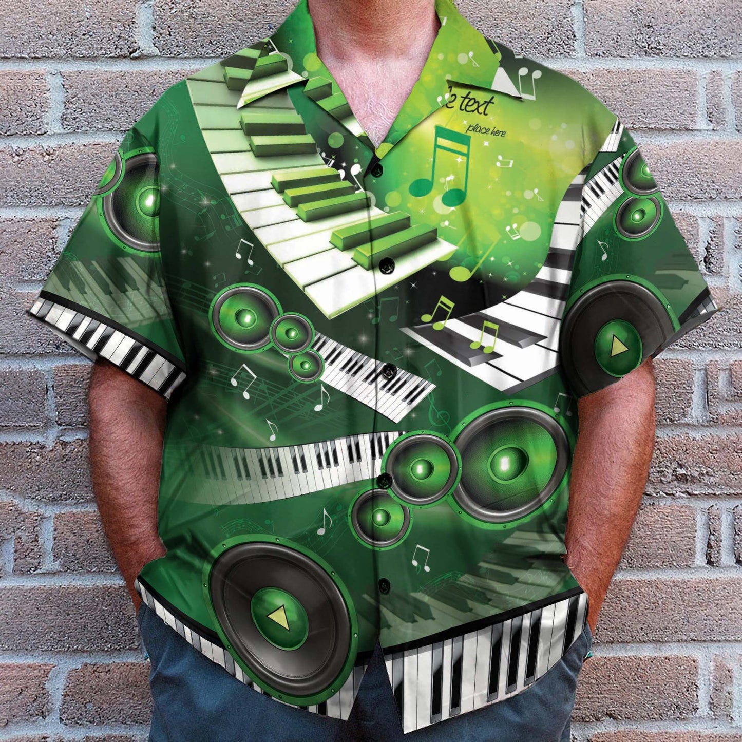 Amazing Green Piano And Loudspeaker - Hawaiian Shirt