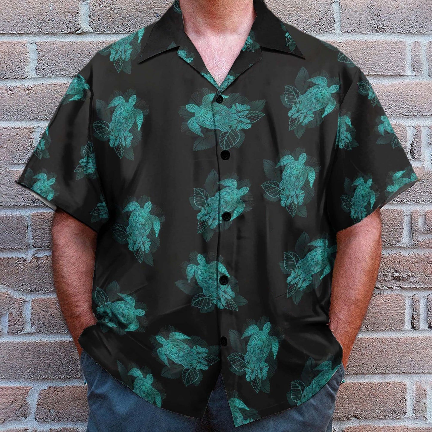 Turtle Summer Men's Button's Up Shirts - Hawaiian Shirt & Beach Shorts