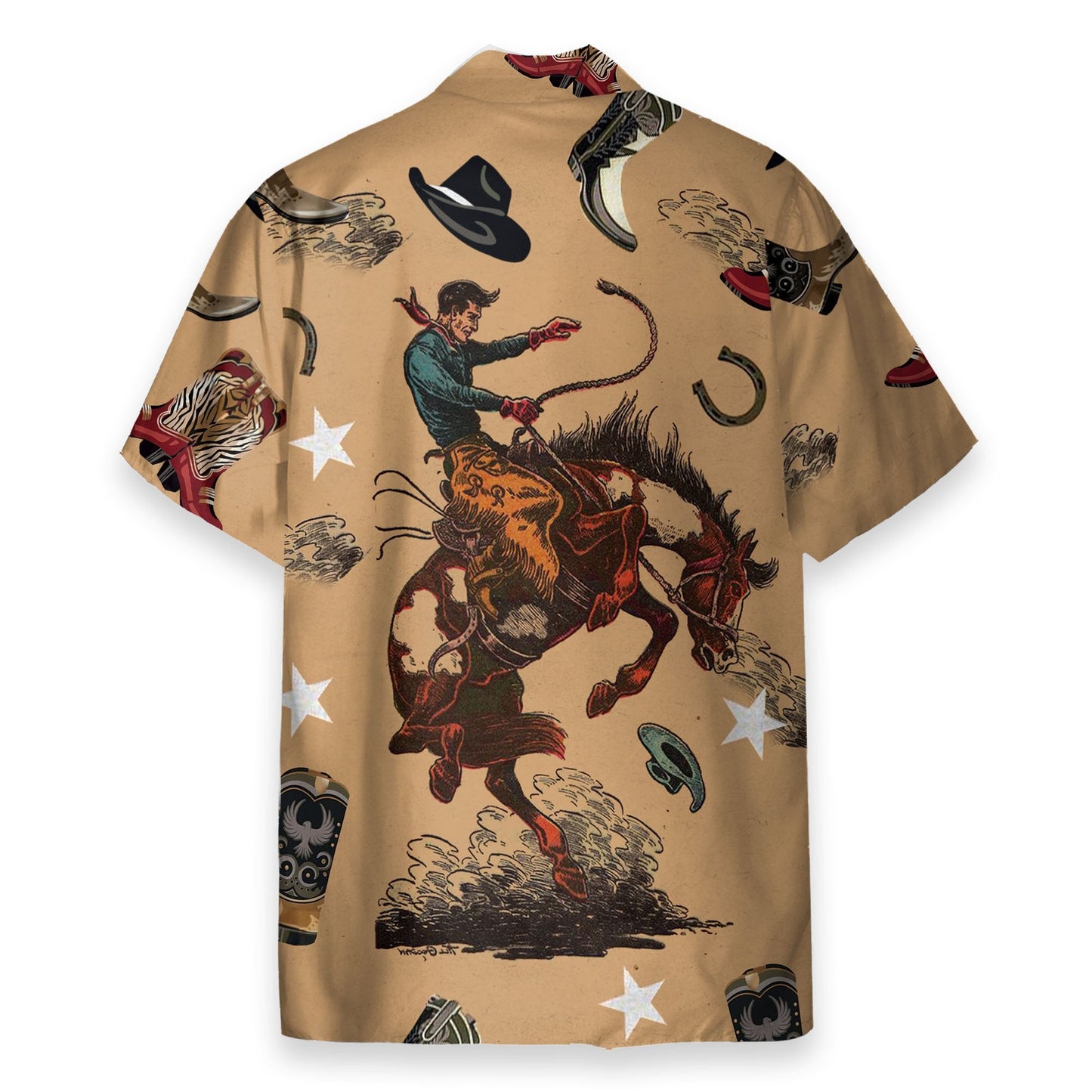 Cowboy Life Men's Button's Up Shirts - Hawaiian Shirt & Beach Shorts