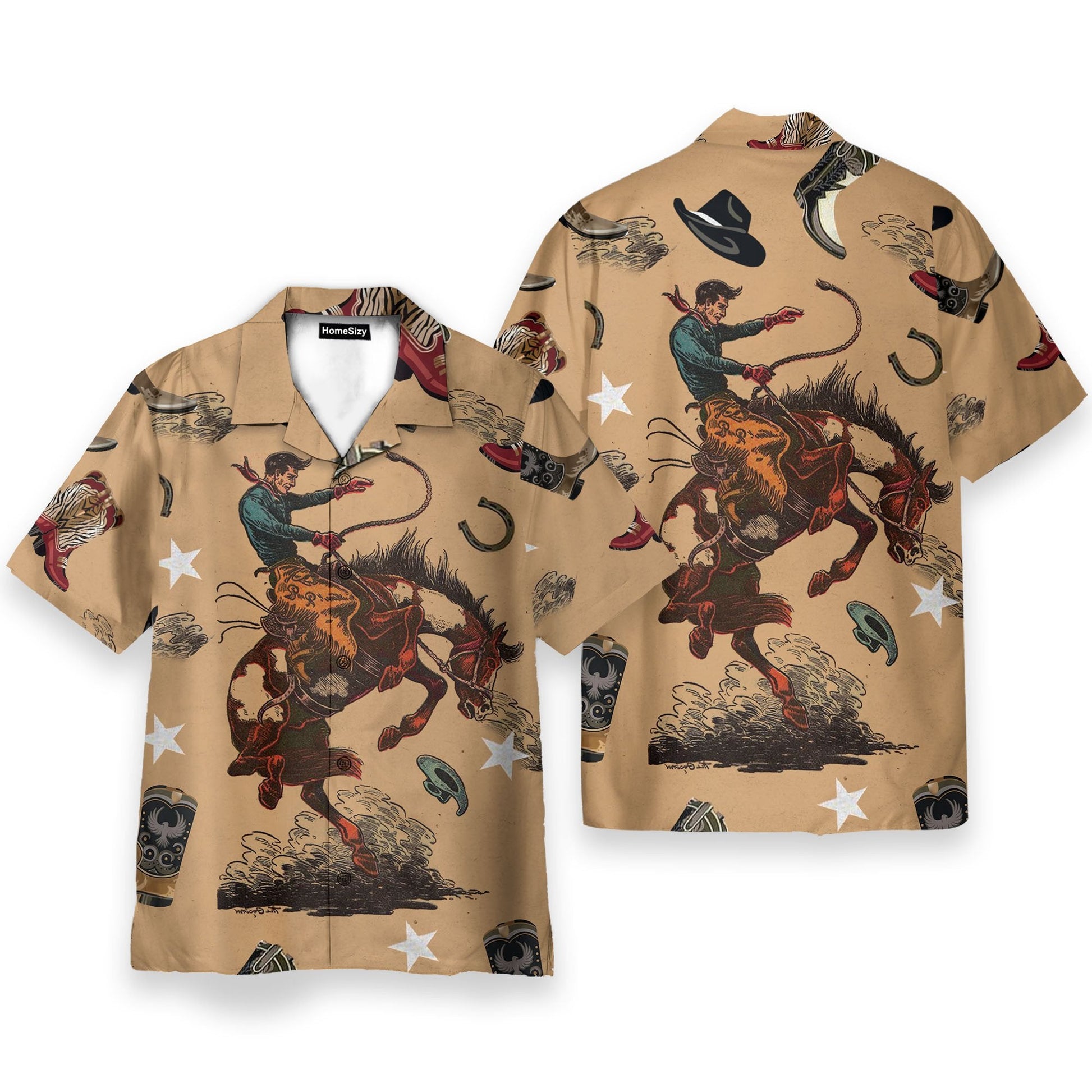 Cowboy Life Men's Button's Up Shirts - Hawaiian Shirt & Beach Shorts