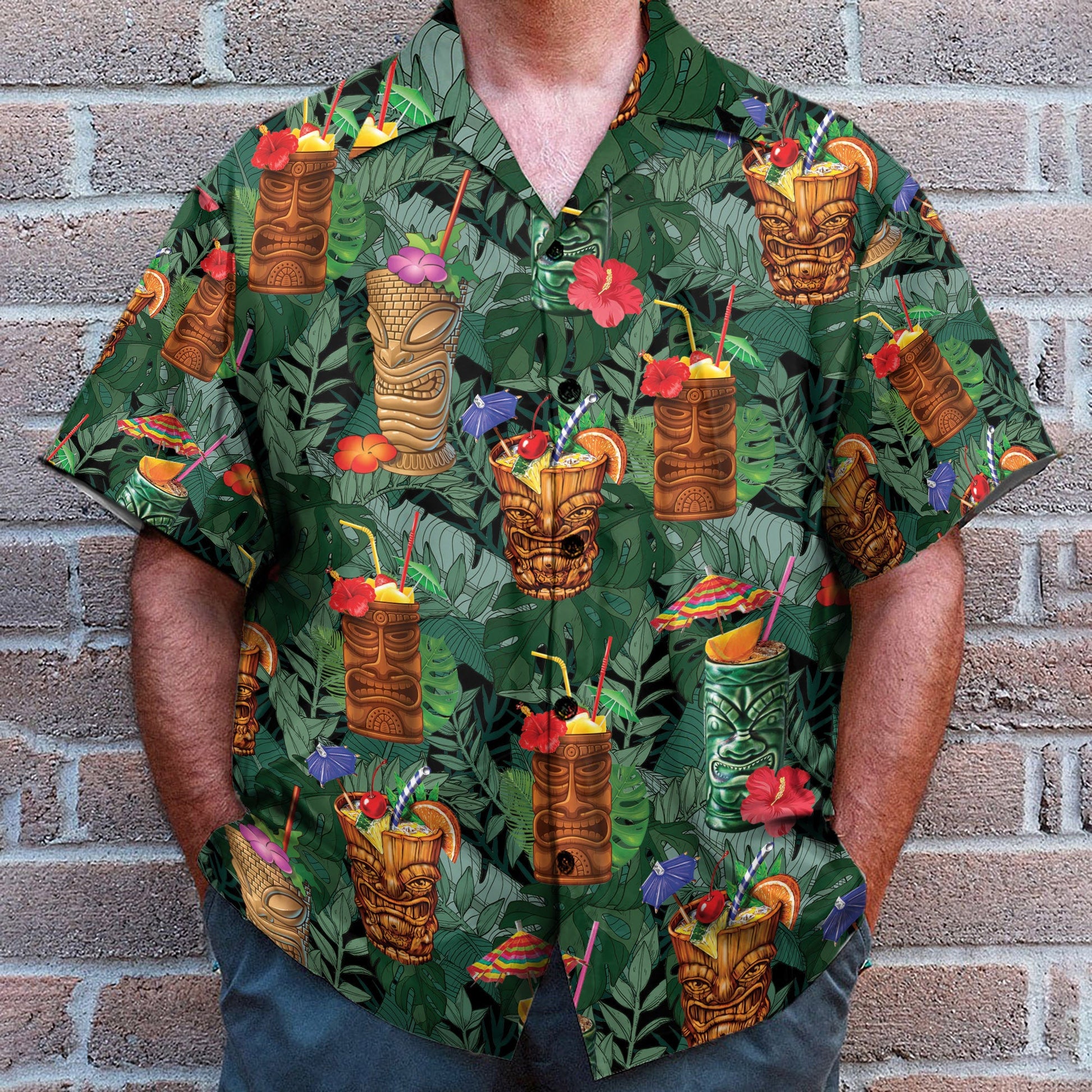 Aloha Summer Tiki Drink Cocktail - Hawaiian Shirt