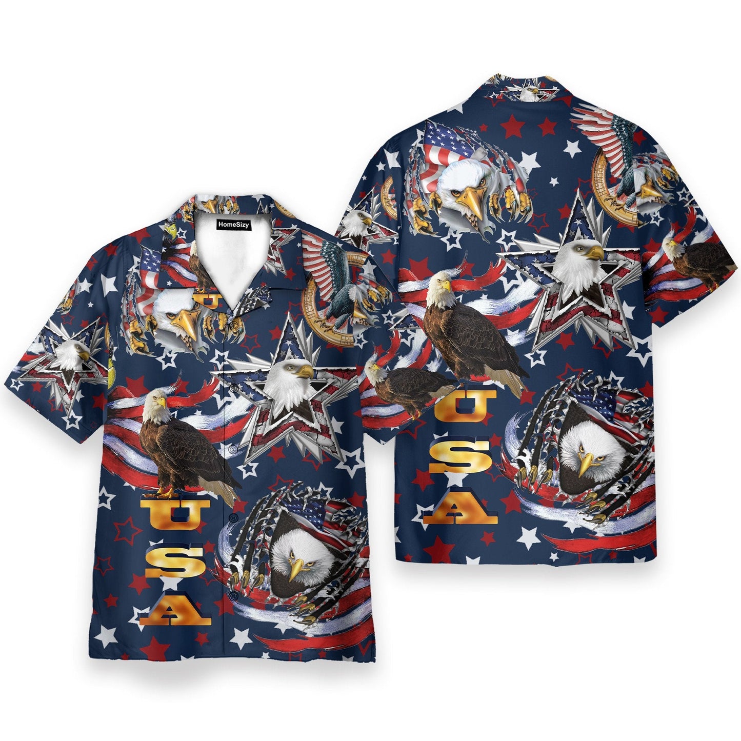 Eagle USA Flag 4th July Idependence Day - Hawaiian Shirt