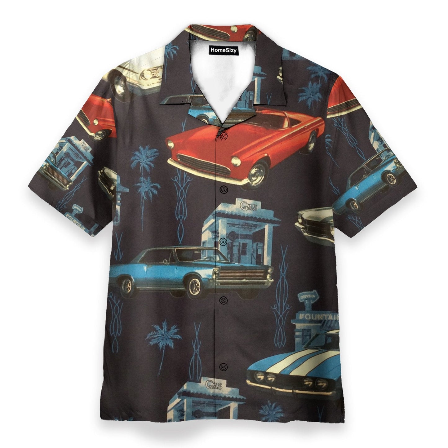 Retro Car Men's Button's Up Shirts - Hawaiian Shirt