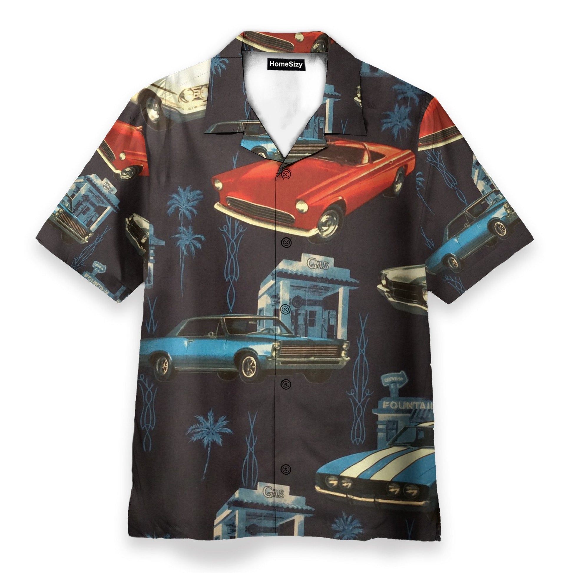 Retro Car Men's Button's Up Shirts - Hawaiian Shirt