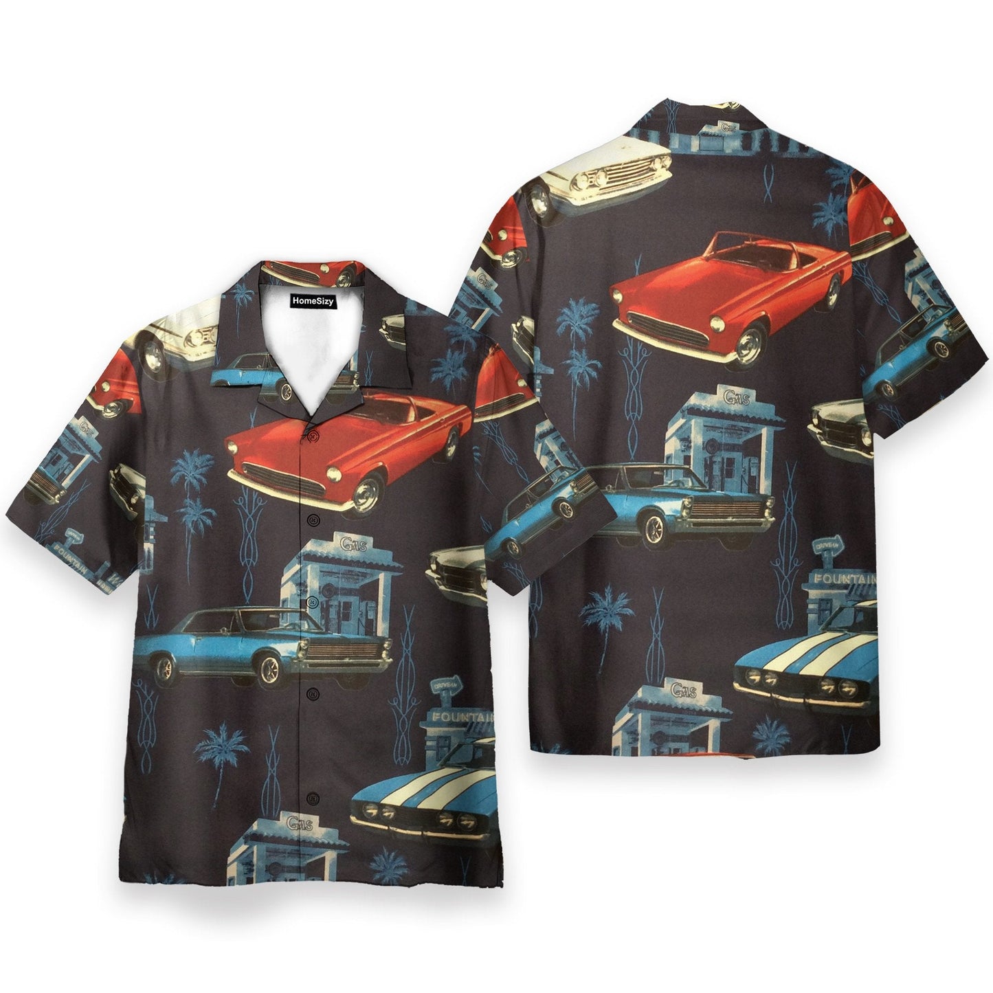 Retro Car Men's Button's Up Shirts - Hawaiian Shirt